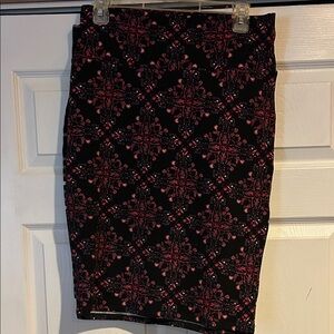LuLaRoe Black and Pink Floral Pencil Skirt